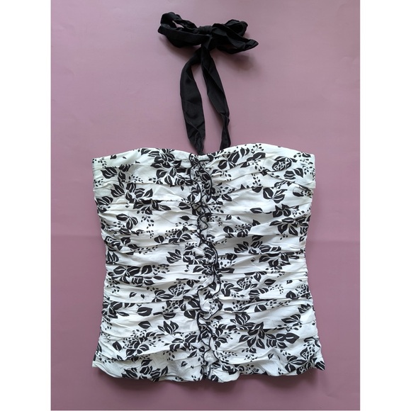 White House Black Market Floral Corset Bustier Halter Top - Picture 1 of 8